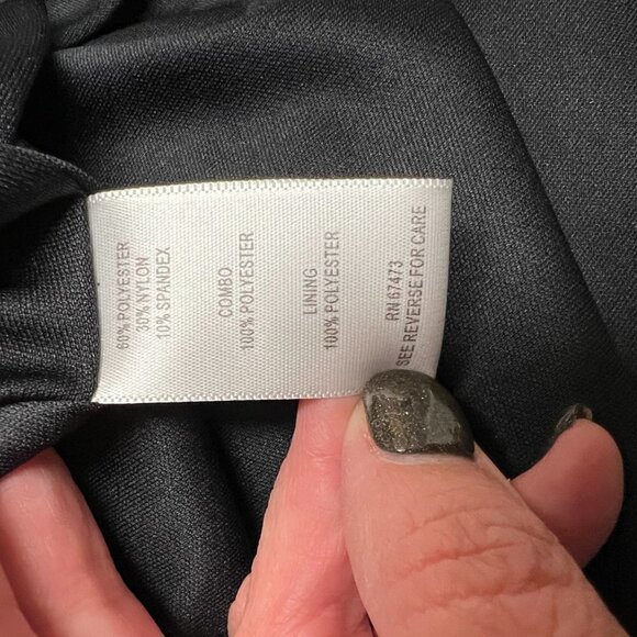 Women's Taylor Black Cold Shoulder Velvet Striped Chiffon Sleeve Dress, Size 8 - Picture 7 of 8